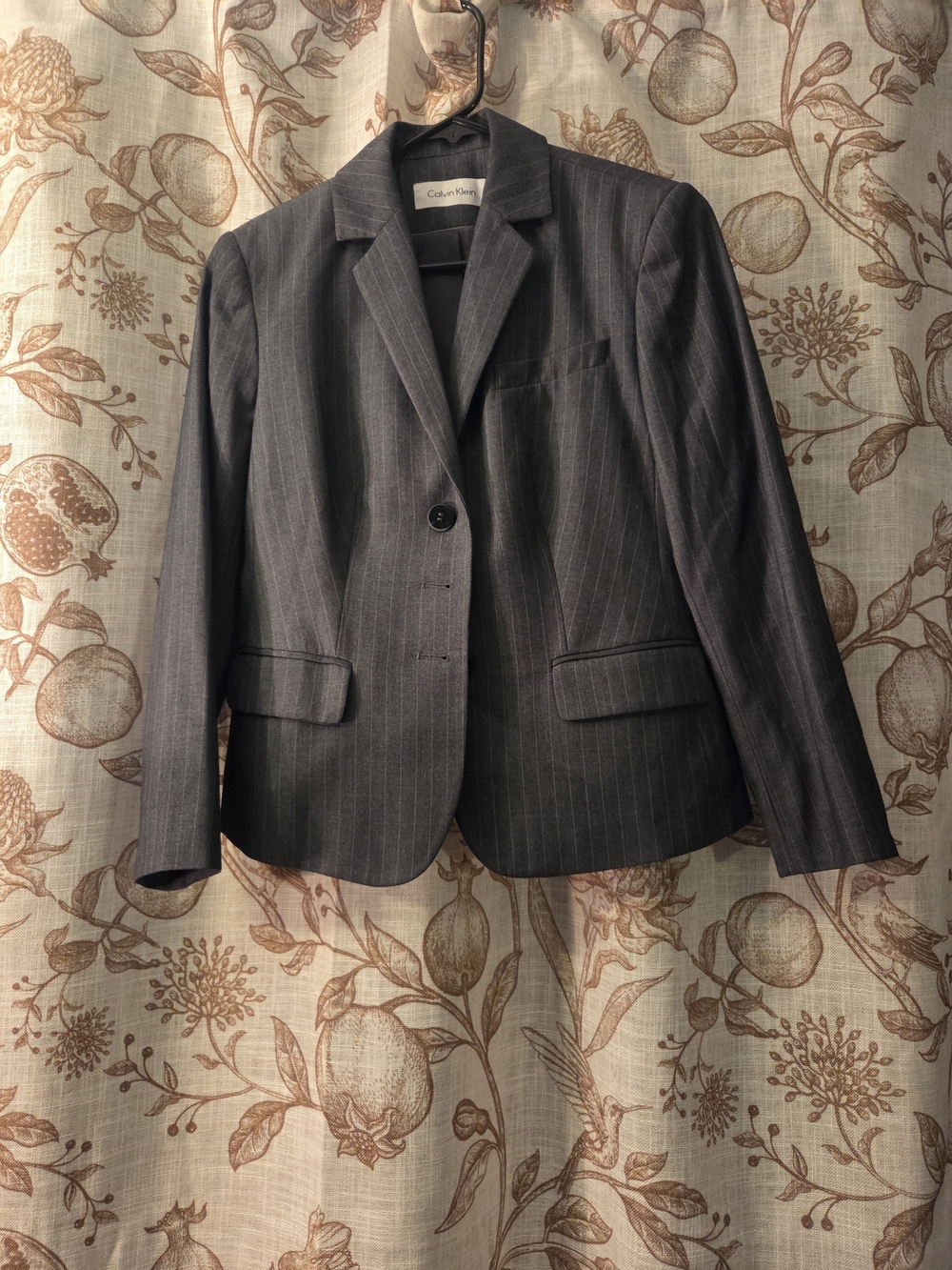 Calvin Klein Women's Gray Pinstripe Blazer